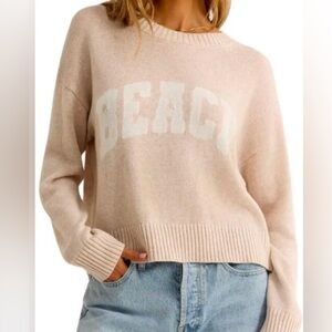 Z Supply Cream 'BEACH' Crewneck Sweater